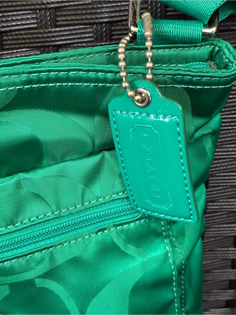 Coach Green Signature Crossbody Bag with Logo Accent - Picture 6 of 12